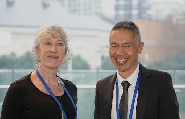 NZ Chair Dr Selwyn Wong with 2023 NZ Cardiac Medal recipient Fiona Riddell